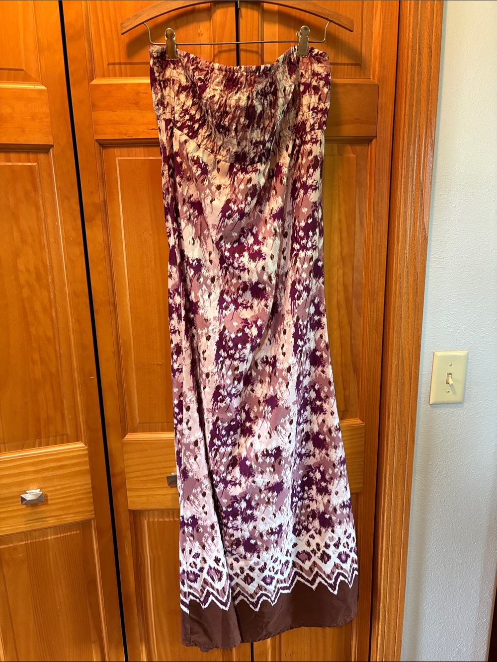 Charlotte Russe Pink and Brown Printed Smocked Top